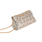 Sac à bandoulière à motif floral, sac de soirée, sac à bandoulière tendance avec chaîne et strass